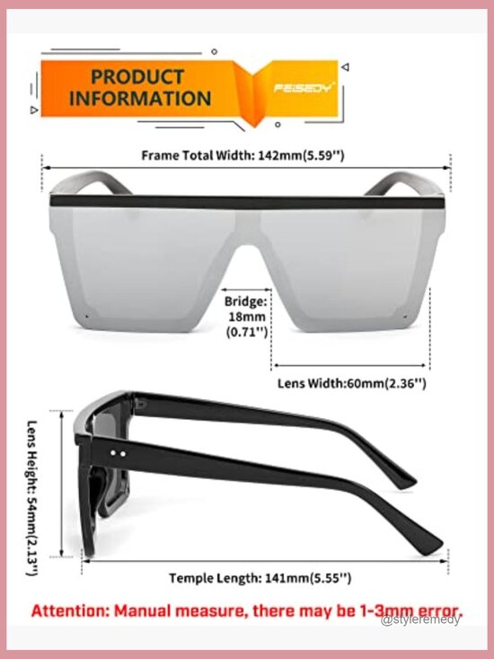 Oversized Square Sunglasses with UV400 Protection Shield Lens main image 4
